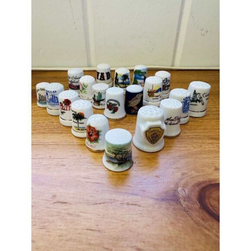 Souvenir Sewing Thimbles Vintage Lot Of 20‎ Travel Destinations States Countries